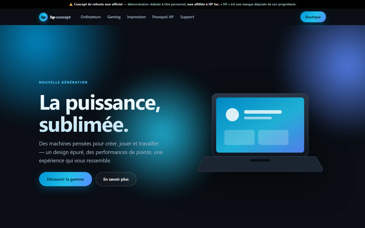Concept de refonte de la page d'accueil hp.com